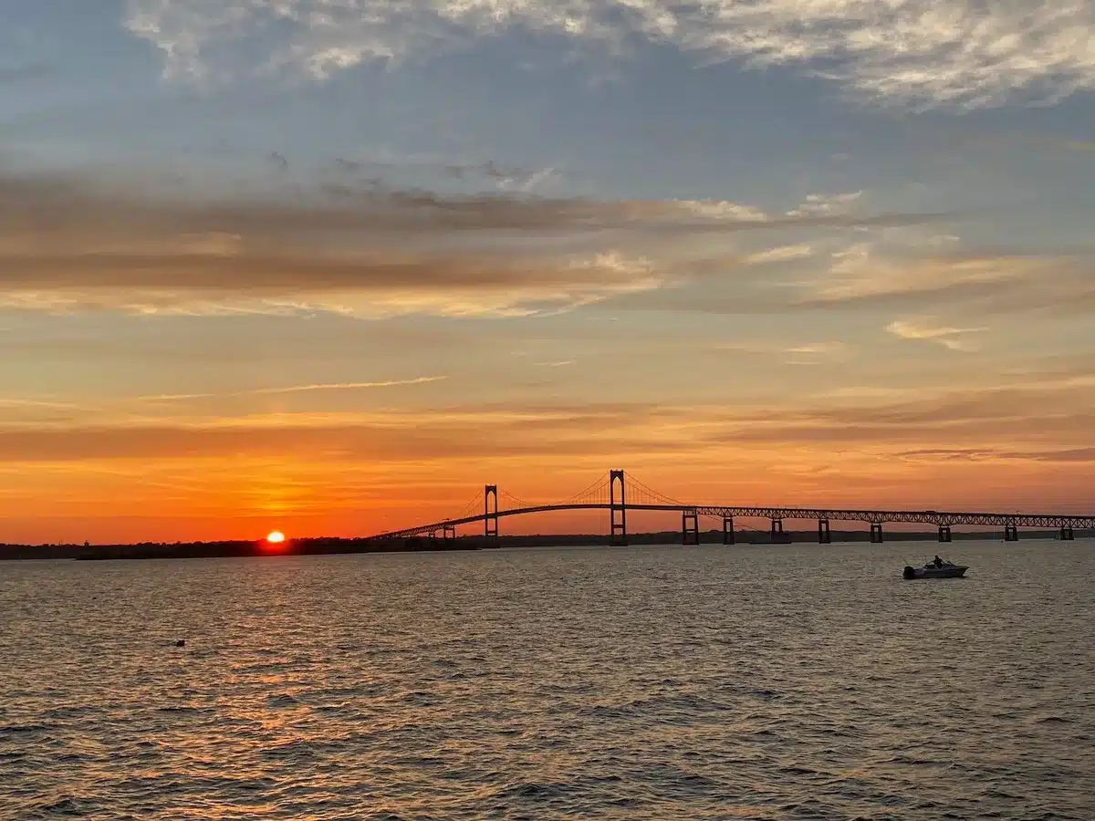 Sunset over Newport Pell Bridge
