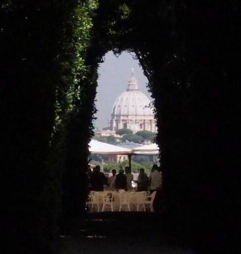 View of St. Peter's through the Knights of Malta Keyhole on the Driving Tour of Rome with Walks of Italy tour review from We3Travel.com
