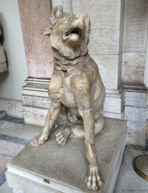 Dog sculpture in the Vatican Museum on the Overome Vatican Museum Tour 