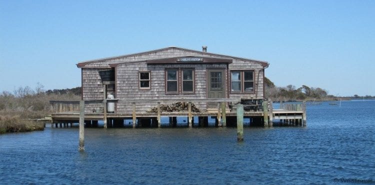 Duck hunting cabin near Assateague Island on the Captain Dan's Around the Island Tours