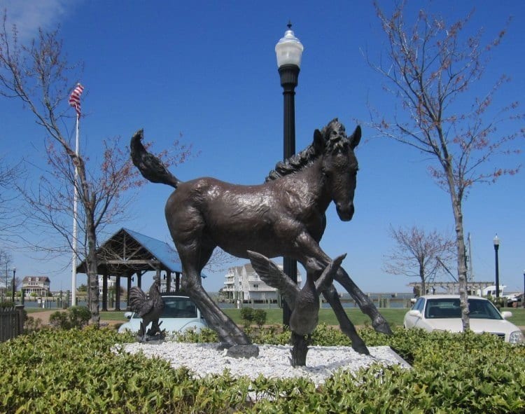 Misty of Chincoteague statue -- Where to find the wild ponies and other things to do in Chincoteague VA