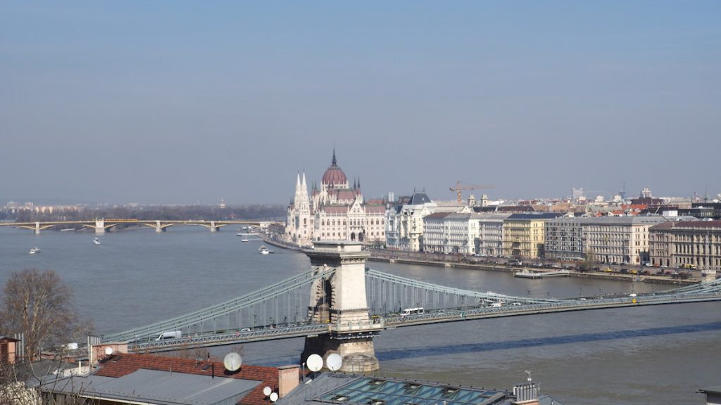 Hungarian Parliament Building and the Chain Bridge in Budapest