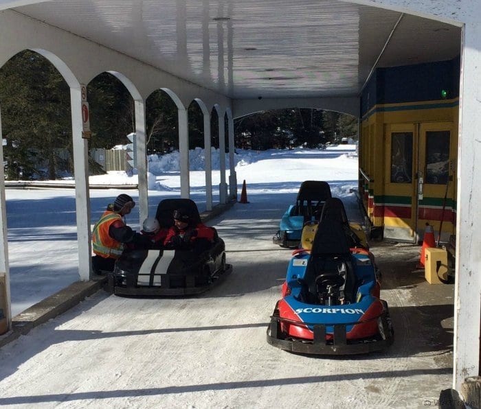 In addition to snow tubing on 35 trails, you can also go ice karting (go karts on ice) at Village Vacanes Valcartier in Quebec