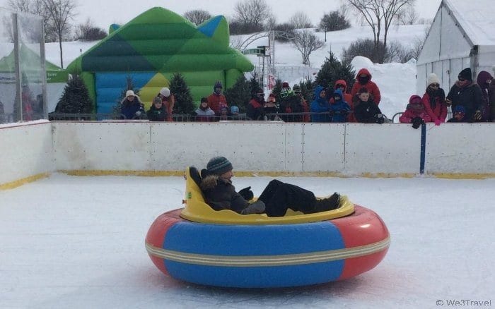 10 Reasons to visit the Quebec Winter Carnival --#9 Carnival games and rides like bumper boats on ice and a human foosball game!
