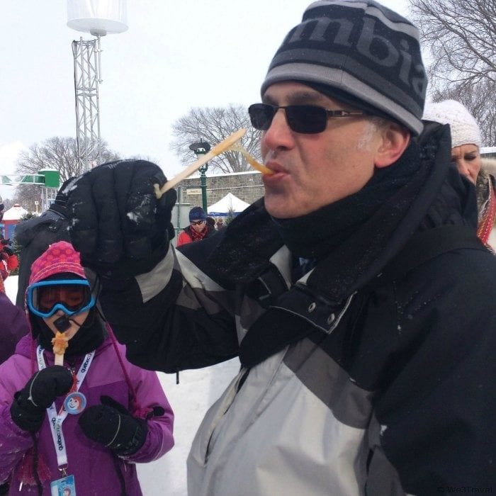 10 Reasons you should take your family to the Quebec Winter Carnival -- #3 Enjoy the sticky, sugary sweetness of maple taffy made by pouring boiling hot maple syrup on freshly packed snow.