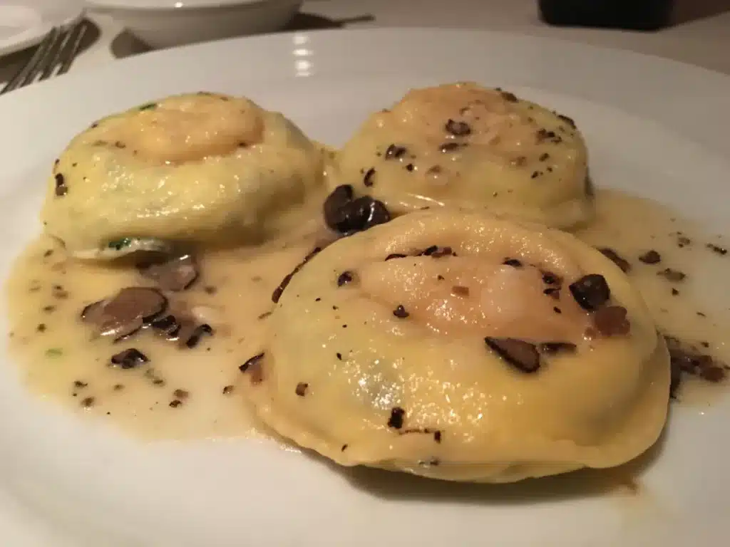 Truffle ravioli at La Masseria