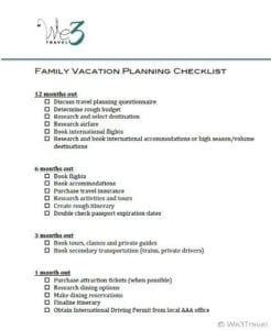 Family vacation planning checklist