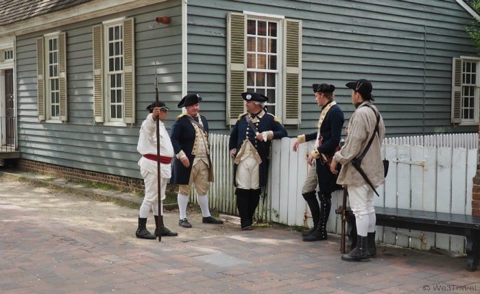 Living history actors on the streets of Colonial Williamsburg