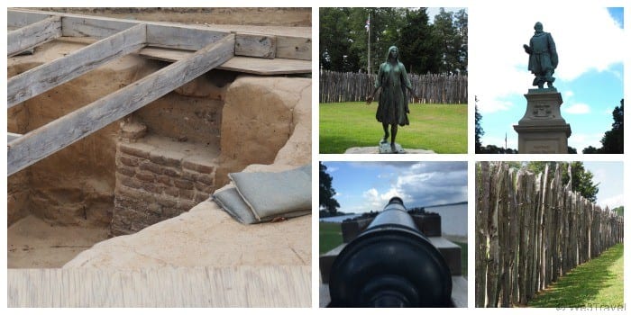 Historic Jamestowne archaeological digs, historic fort and the statues of Pocahontas and Captain John Smith