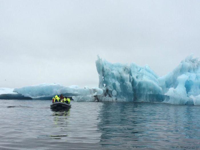 Getting up close to icebergs in the glacier lagoon