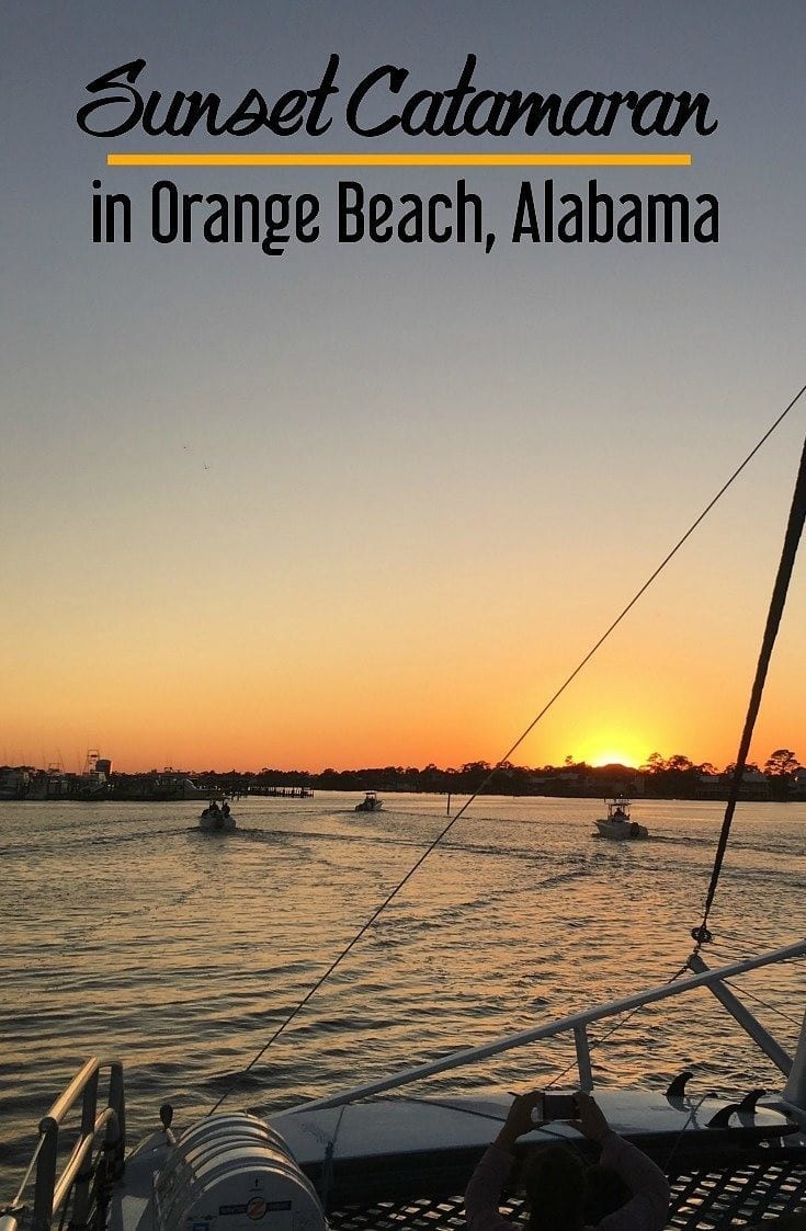A sunset catamaran is the perfect end to the day in Gulf Shores Orange Beach Alabama. We did one with Sail Wild Hearts and the views were amazing and we saw so many dolphins!