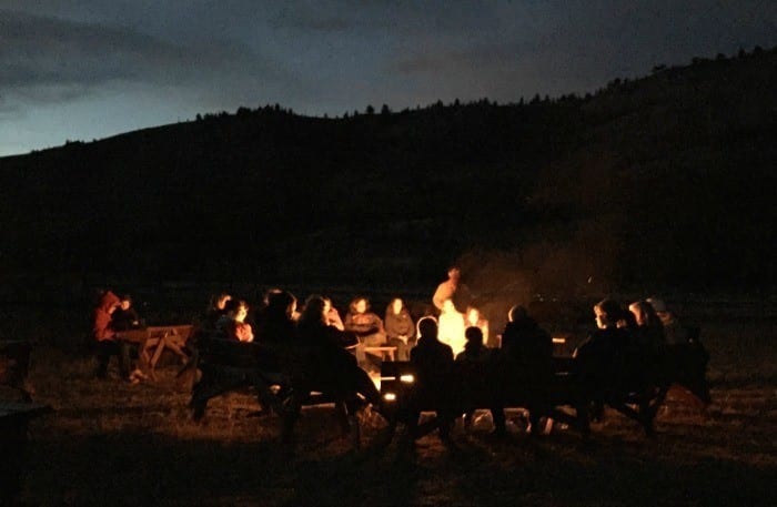 Campfire at the nine quarter circle ranch 