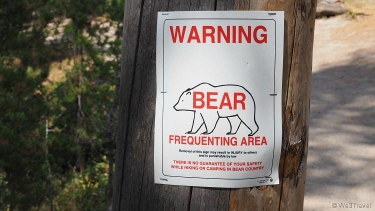 Bear warning sign in Yellowstone