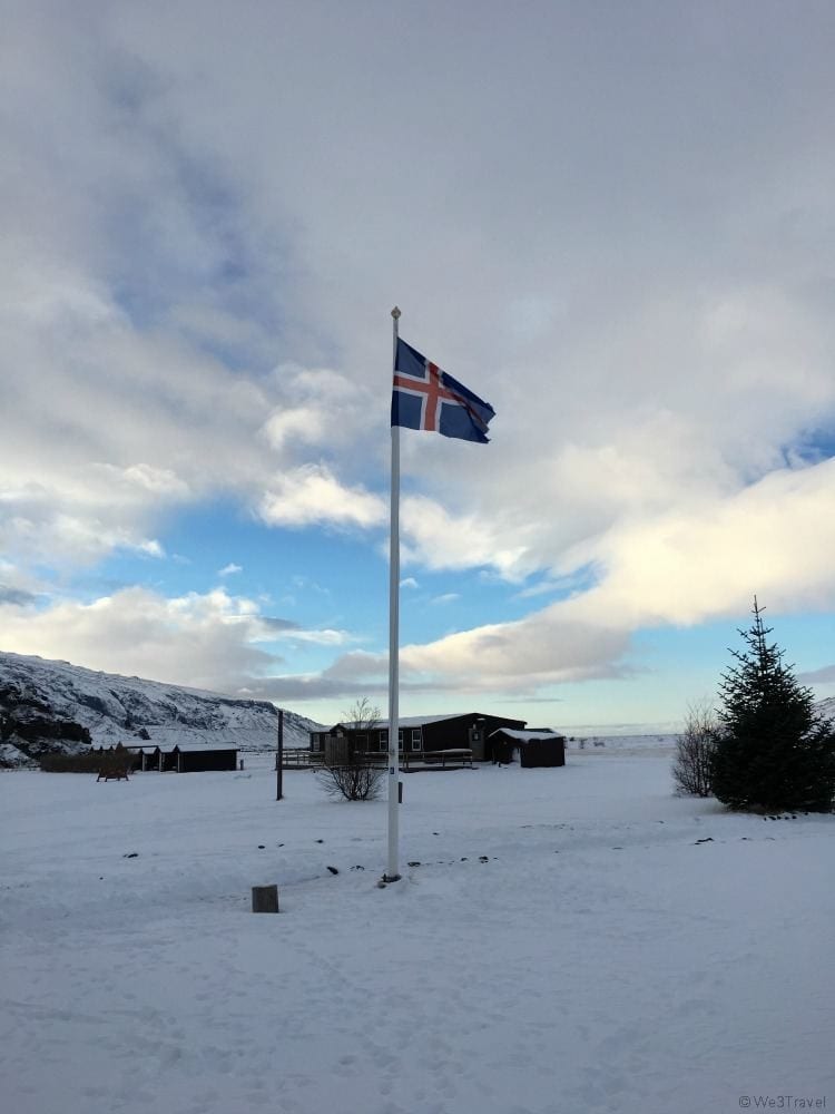 Volcano Mountain Hut Icelandic Flag