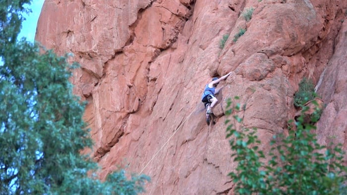 Rock climbing in Colorado Springs in winter