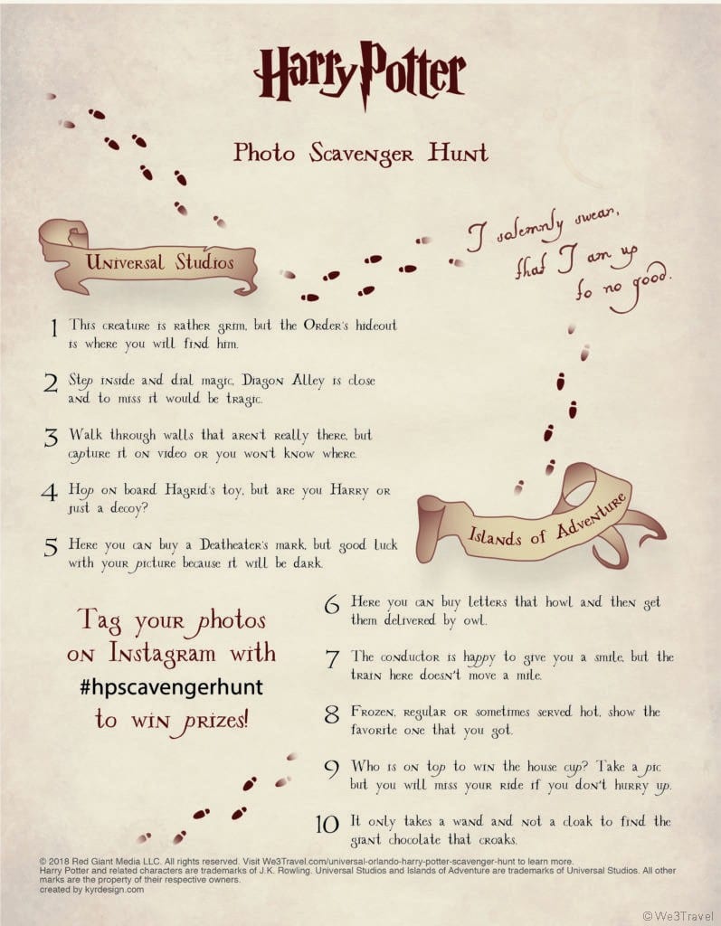 Harry Potter scavenger hunt 