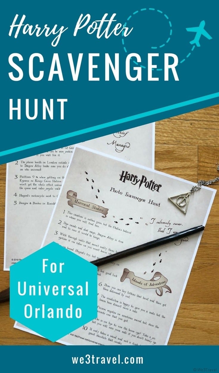 Harry Potter photo scavenger hunt for Universal Orlando with free printables and a fun Instagram photo contest with prizes!