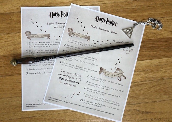 Harry Potter Universal Orlando photo scavenger hunt printables