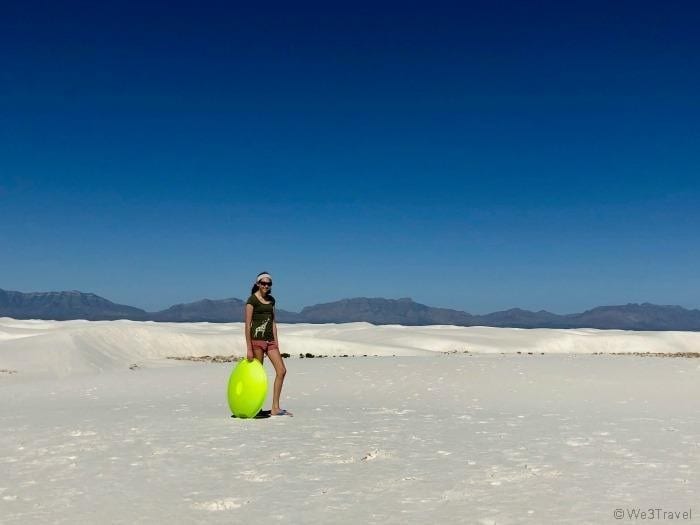 Sledding in White Sands National Monument 