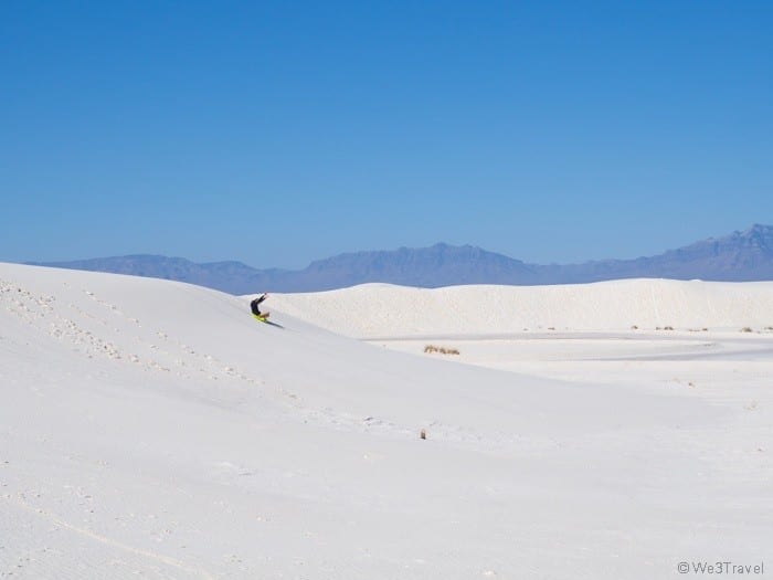 sledding at White Sands