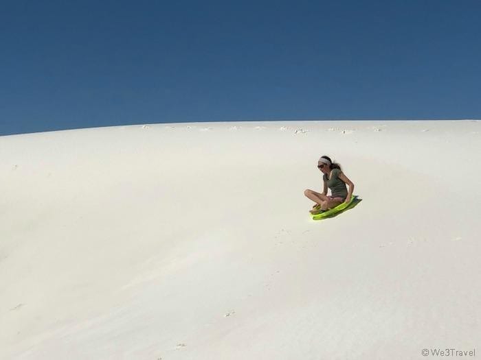 Sledding in White Sands New Mexico