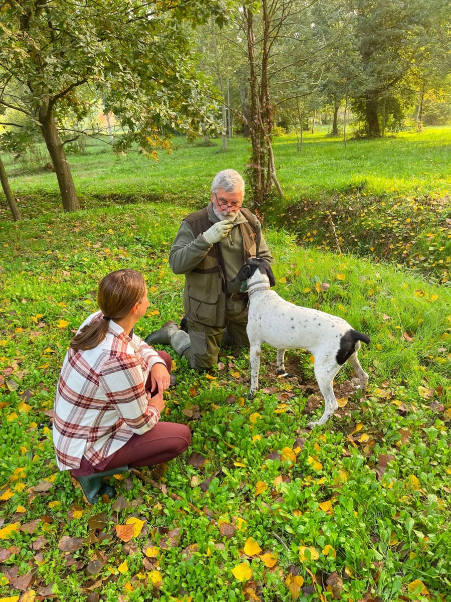 Tamara and dog truffle hunting