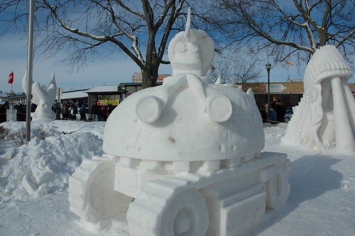 Winter snow sculptures in Lake Geneva