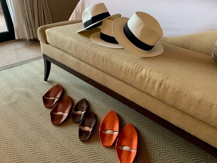 Hats and slippers at the Four Seasons