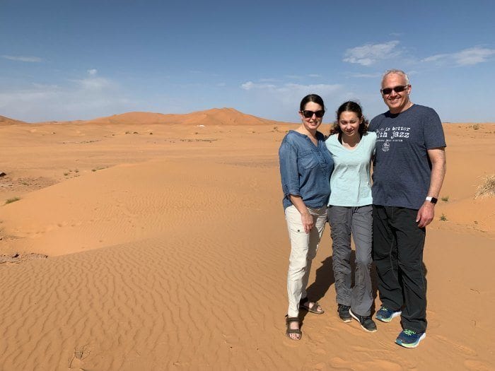 Family in the Sahara desert