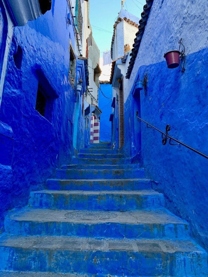 Dark blue steps in Chefchaouen 