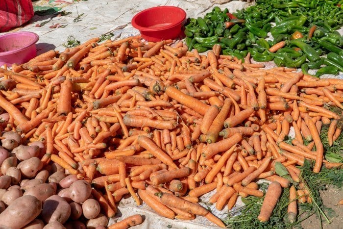 Carrots for sale at the market in Skoura