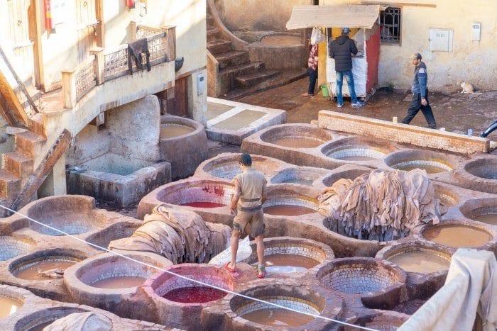 Leather tannery in Fes