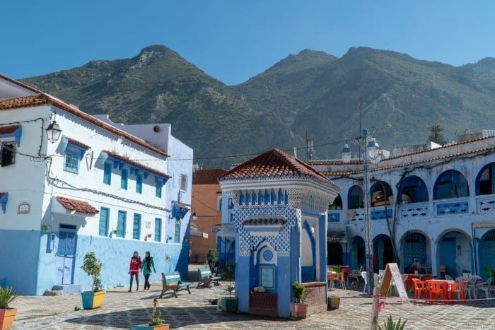 Chefchaouen well and Rif Mountains