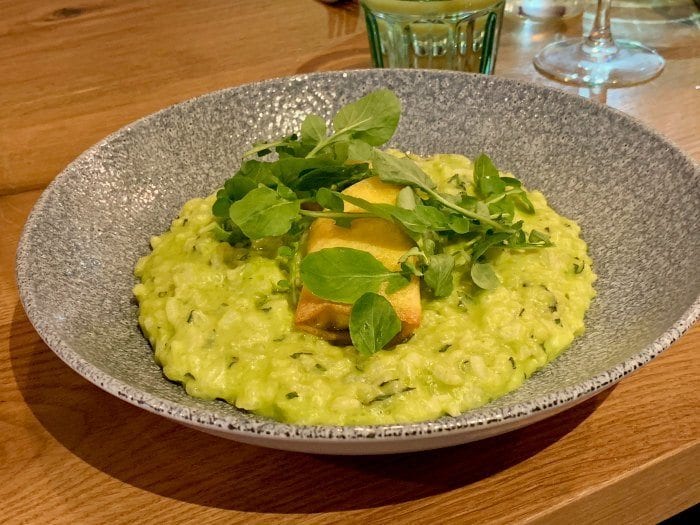 Spring pea risotto at The Hound