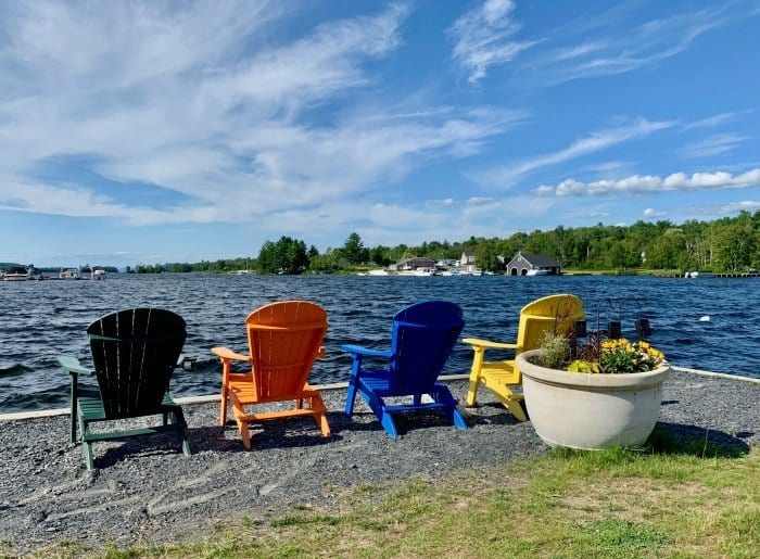 Adirondack chairs overlooking Moosehead Lake