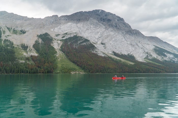 Canoe on Maligne Lake