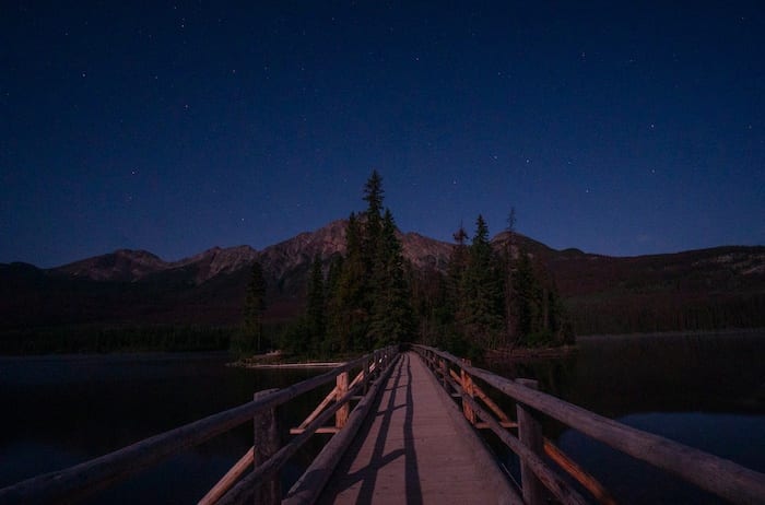 Pyramid Island at night