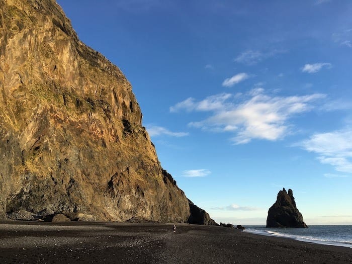 Reynisfjara black sand beach and cliff