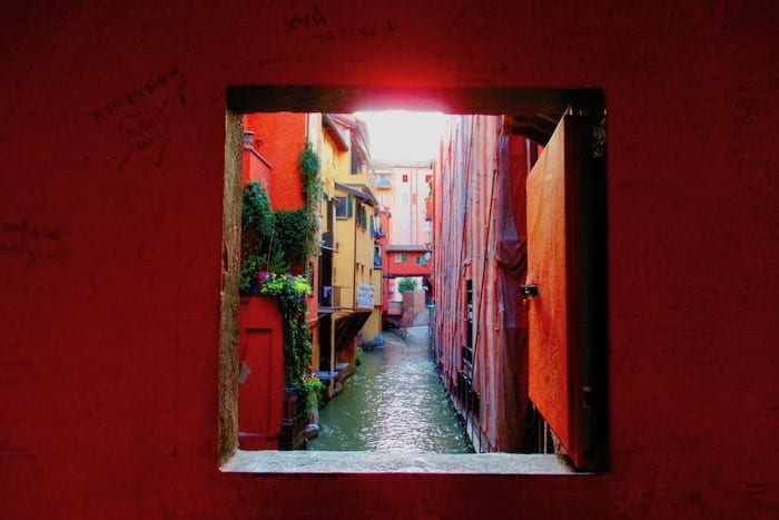 Venice of Bologna through window