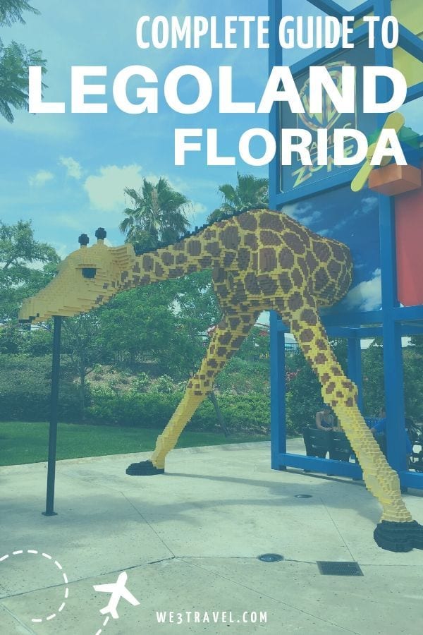 Complete guide to Legoland Florida with lego giraffe bending down