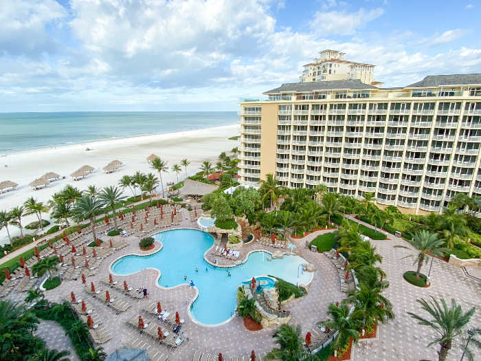 Pools from above at the JW Marriott Marco Island