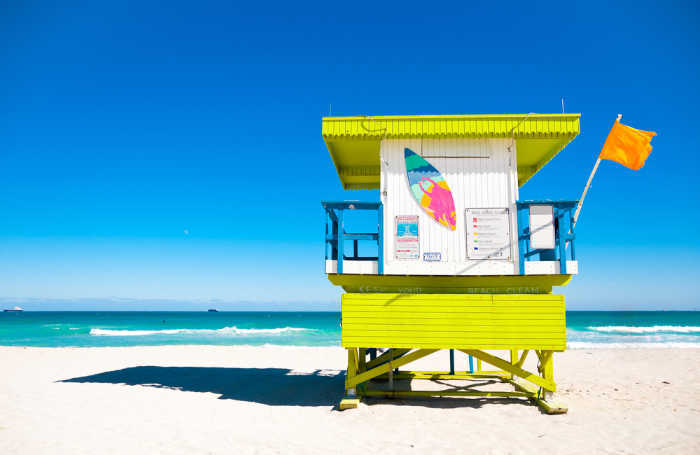 South Beach yellow lifeguard stand