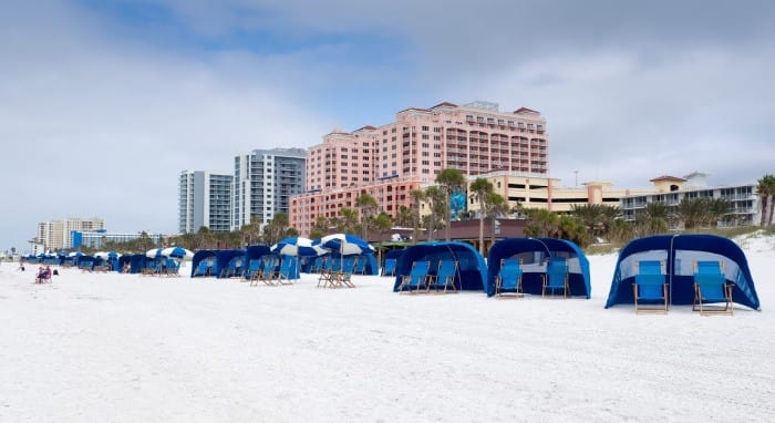 Clearwater Beach cabanas and hotels