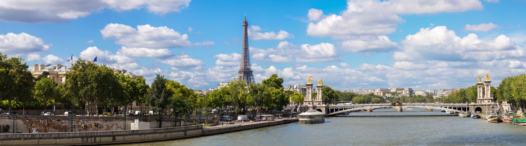 Paris Seine river and Eiffel tower