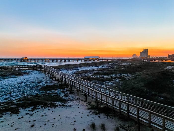 Gulf State Park Pier at sunset from Perch