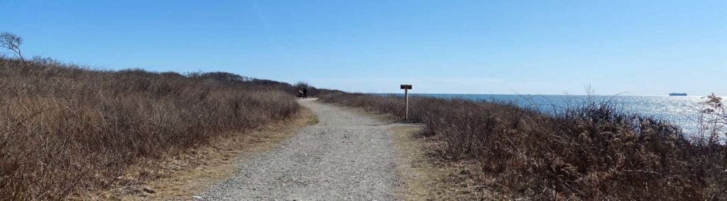 Hiking in Rhode Island path at Sachuest Point Wildlife Refuge