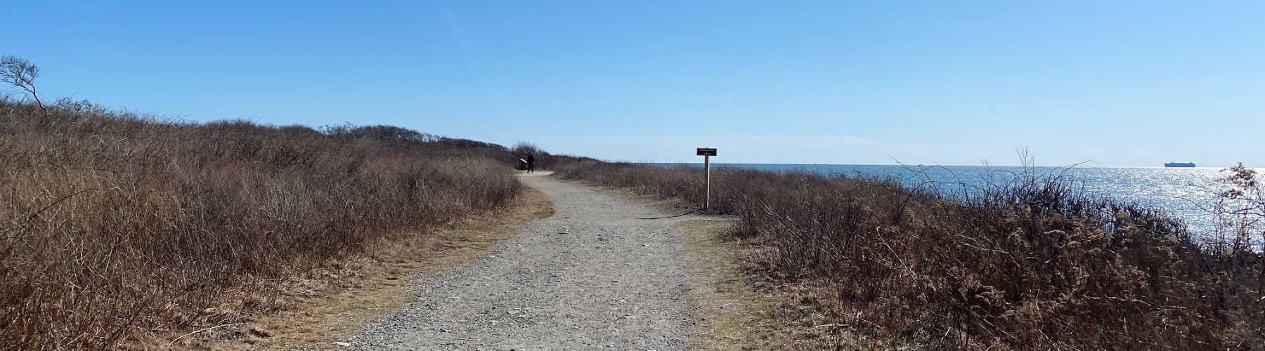Hiking in Rhode Island path at Sachuest Point Wildlife Refuge