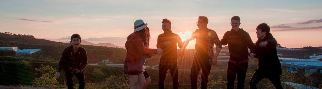 teen group at sunset