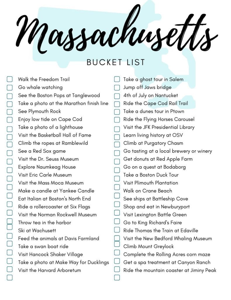 Massachusetts bucket list