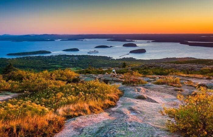 Sunrise from Cadillac mountain in Acadia National Park